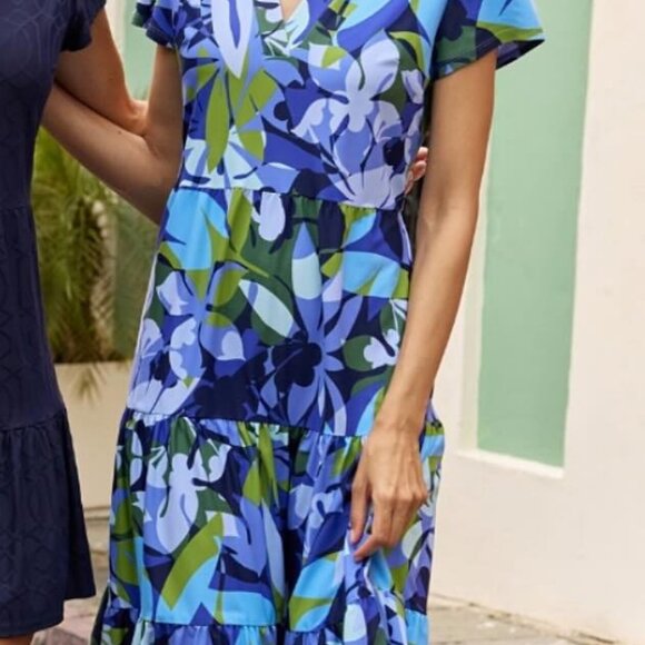 Jude Connally Tess midi dress in Kaleidoscope Iris Floral (Medium) - Picture 3 of 9